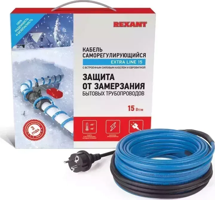 Кабель REXANT (51-0617) 15MSR-PB греющий саморегулирующийся , на трубу, 4 м/60 Вт