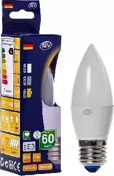 Лампа REV 32347 1 C37 Е27 7W, 2700K, теплый свет, свеча (5)