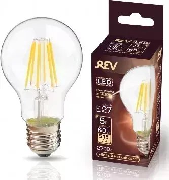 Лампа светодиодная REV 32422 5 A60 E27 5W 2700K DECO PREMIUM теплый свет Светодиодная лампа 5 5W