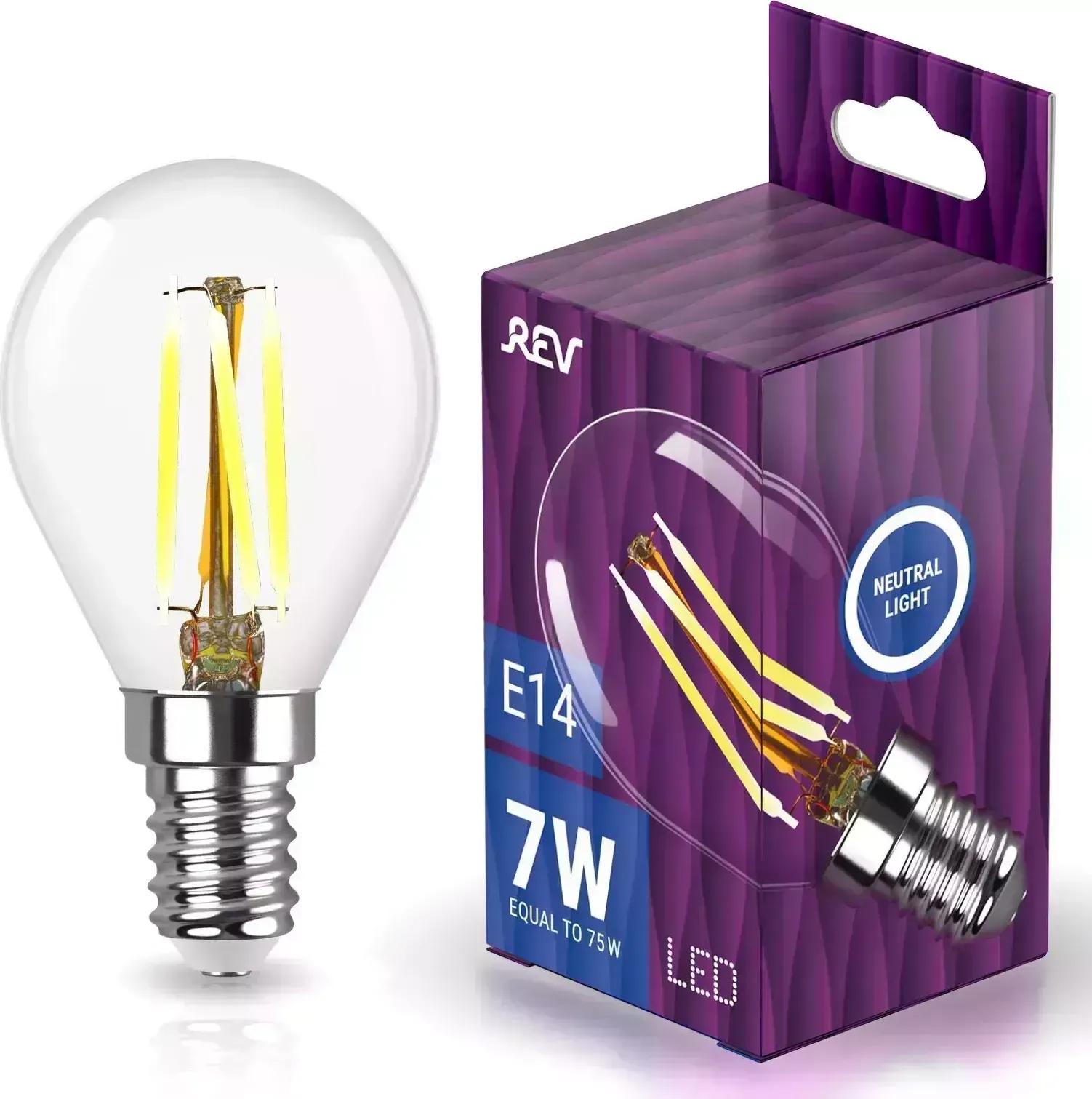 Лампа REV 32483 6 FILAMENT шарик G45 E14 7W, 4000K, DECO Premium, нейтральный свет