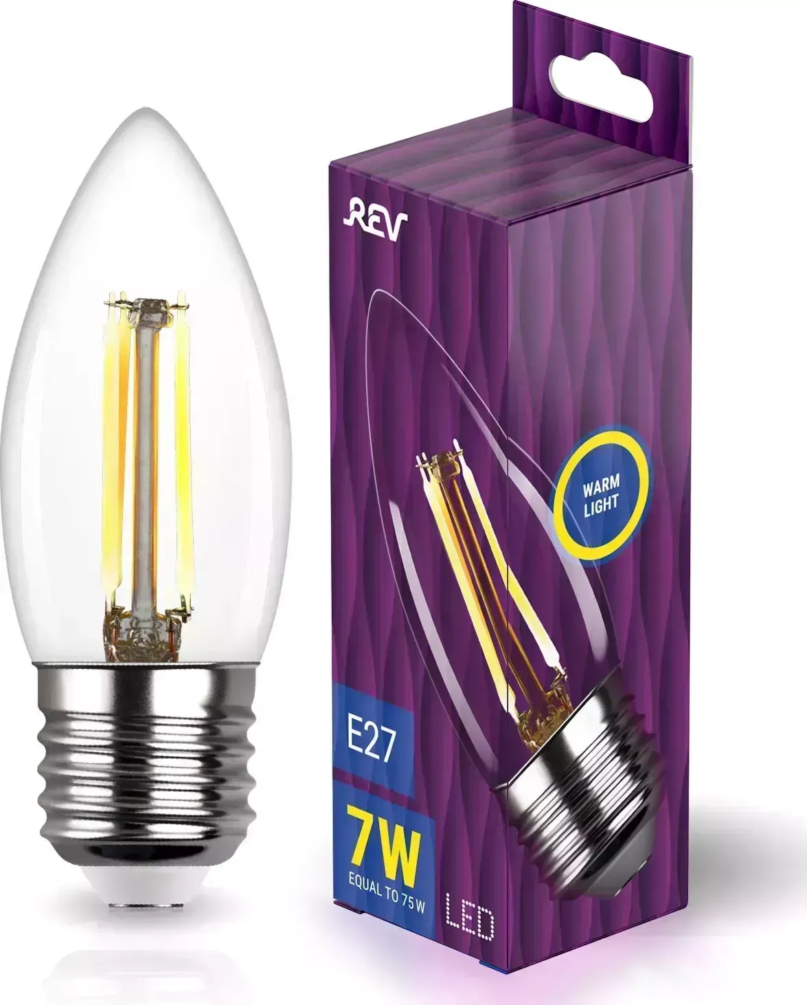 Лампа светодиодная REV 32425 6 C37 E27 7W, 2700K, DECO Premium теплый свет