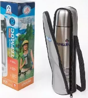 Термос PENGUIN из нержавеющий стали с узким горлом ВК-26А в чехле, 0,75л
