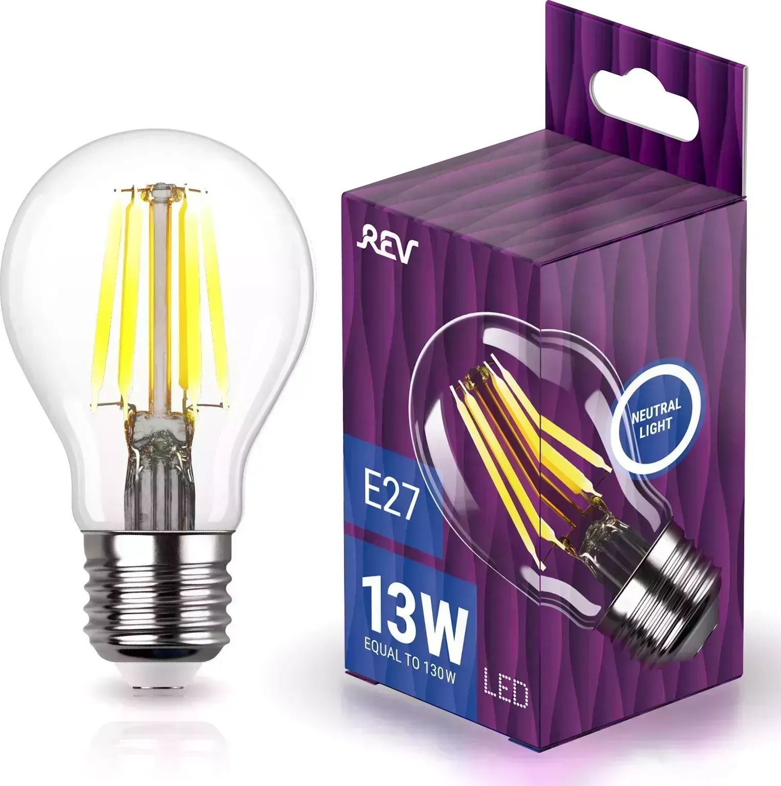 Лампа REV 32480 5 FILAMENT груша A60 E27 13W, 4000K, DECO Premium, нейтральный свет