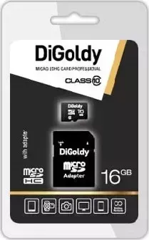 Карта памяти DIGOLDY 16GB microSDHC Class10 + адаптерSD