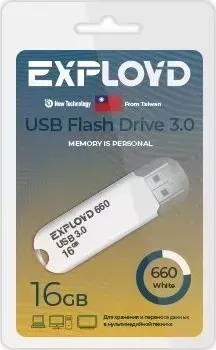 Флеш-накопитель EXPLOYD EX-16GB-660-White 3.0 USB флэш-накопитель USB