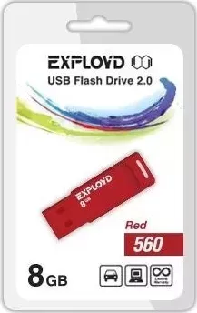 Флеш-накопитель EXPLOYD 8GB-560-красный USB флэш-накопитель