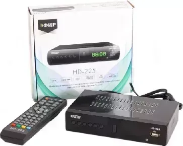 Ресивер цифровой ЭФИР HD-225 DVB-T2/DOLBY DIGITAL/WI-FI/дисплей, металл