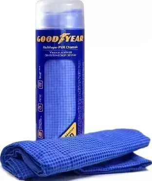 Салфетка GOODYEAR GY000002 Cинтетическая замша 43х64 см с тиснением в для автомобиля с в тубе