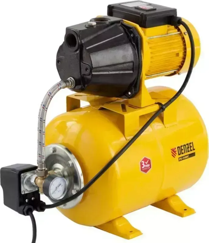 Насосная станция DENZEL PS1100С, 1100 Вт, 4500 л/ч, ресивер 24 л, подъем 46 м, чугун 97215