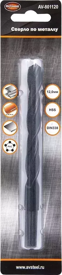 Сверло по металлу AUTOVIRAZH (AV-801120) HSS-R 12,0мм "AV STEEL"