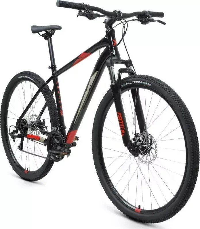 Велосипед FORWARD APACHE 29 2.2 S DISC (29" 21 ск. рост. 17") 2020-2021, черный/красный, RBKW1M39GS02 29 S 21