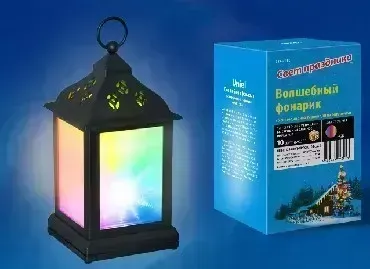 Фонарь UNIEL UL-00002311 ULD-L1122-010/DTB/RGB/3D BLACK со светодиодной гирляндой внутри, на батарей