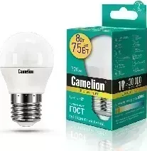 Лампа светодиодная CAMELION LED8-G45/830/E27 (Эл. 3000К)