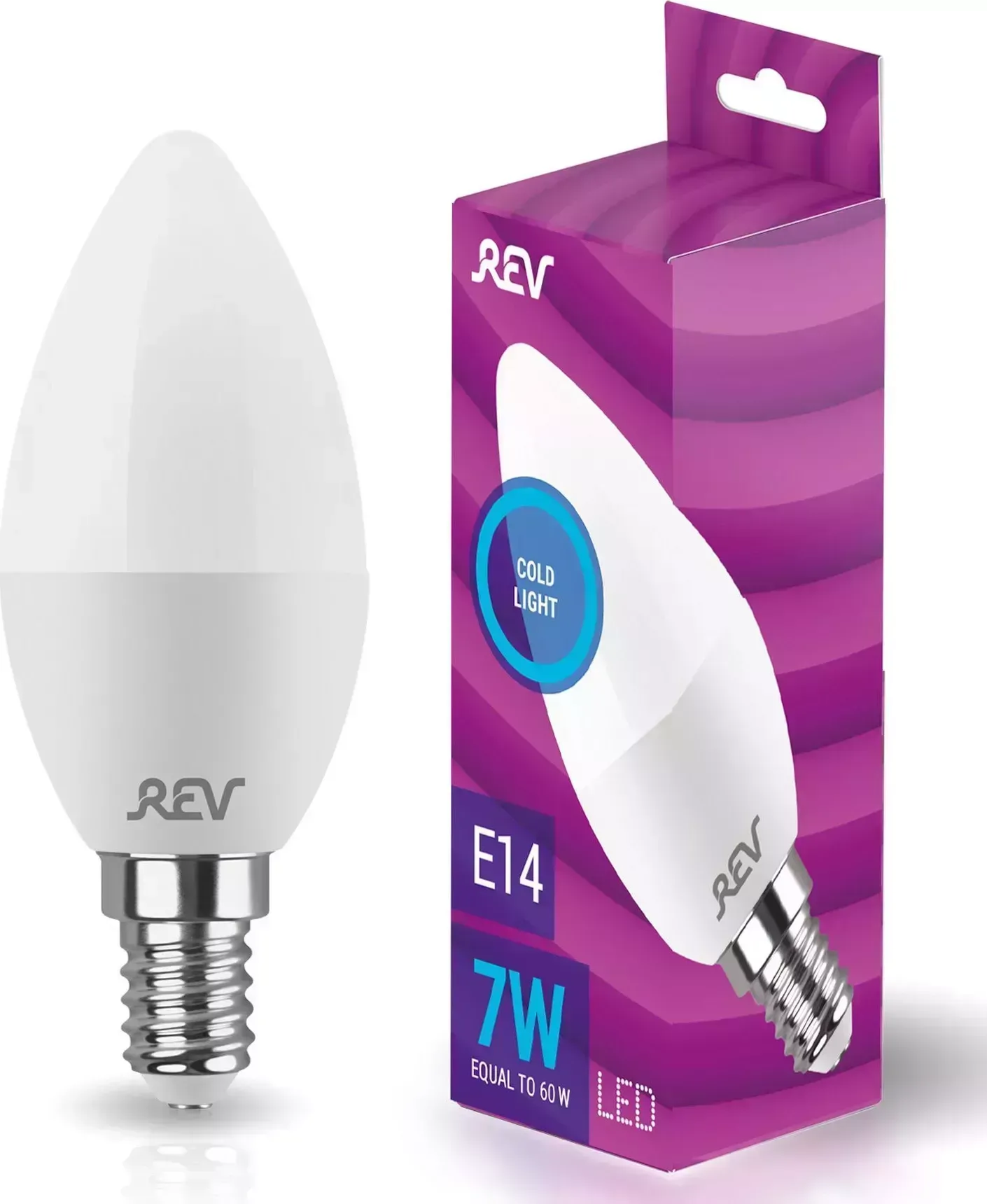 Лампа светодиодная REV 32508 6 C37 Е14 7W, 6500K, дневной свет