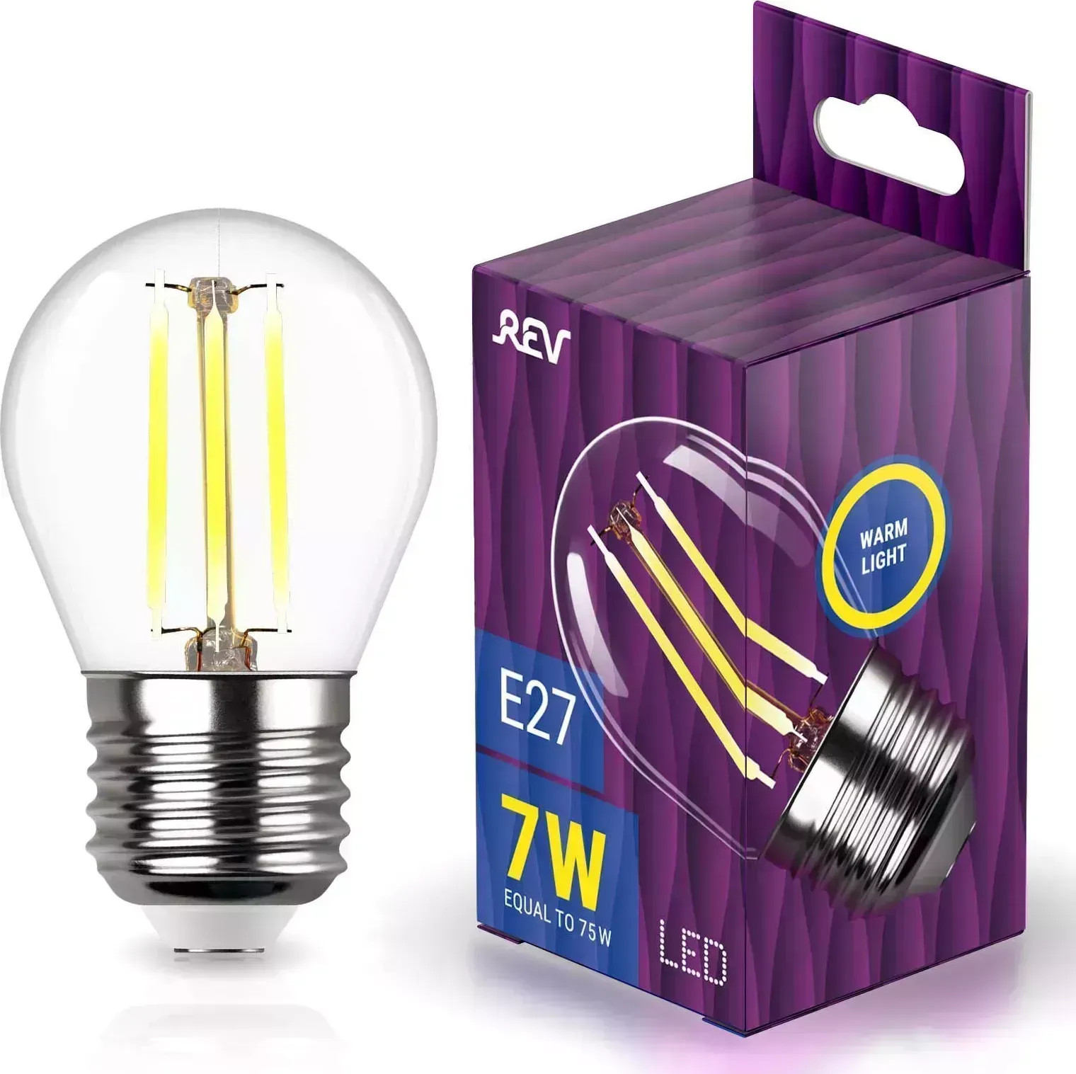 Лампа светодиодная REV 32443 0 FILAMENT шарик G45 E27 7W, 2700K, DECO Premium теплый свет