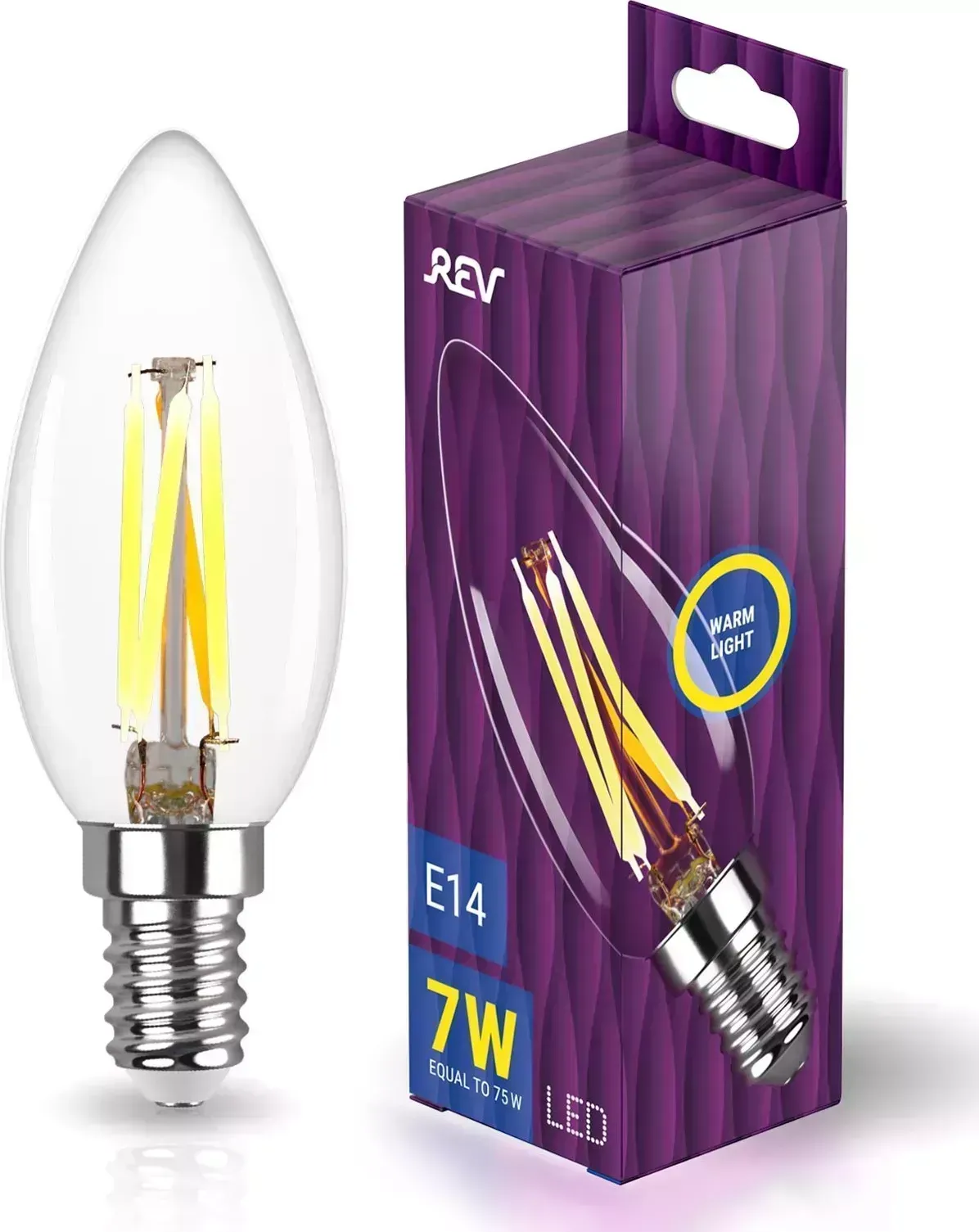 Лампа светодиодная REV 32486 7 FILAMENT свеча С37 E14 7W, 2700K, DECO Premium, теплый свет