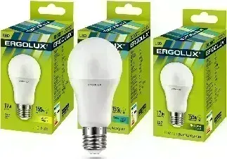 Лампа светодиодная ERGOLUX (13181) LED-A60-17W-E27-6K (Эл. ЛОН 17Вт E27 6500K 172-265В) Лампочка