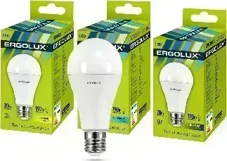 Лампа светодиодная ERGOLUX LED-A65-20W-E27-6K (Эл. ЛОН 20Вт E27 6500K 172-265В) Лампочка