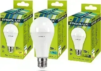 Лампа светодиодная ERGOLUX (13182) LED-A65-20W-E27-3K (Эл. ЛОН 20Вт E27 3000K 172-265В) Лампочка