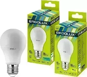 Лампа светодиодная ERGOLUX (12148) LED-A60-10W-E27-3K (Эл. ЛОН 10Вт E27 3000K 172-265В) Лампочка