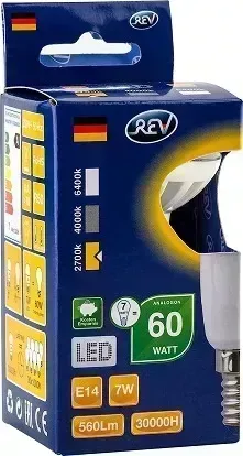 Лампа светодиодная REV 32363 1 сд R50 Е14 7W 2700K теплый свет