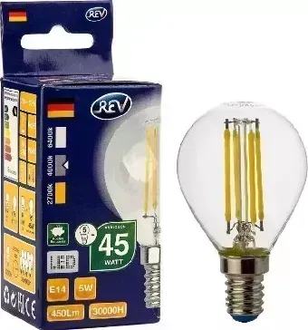 Лампа светодиодная REV 32358 7 FILAMENT шарик G45 E14 5W 4000К DECO PREMIUM холодный свет