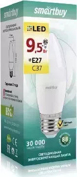 Лампа светодиодная SMARTBUY (SBL-C37-9_5-40K-E27) C37-9.5W/4000/E27 (10)