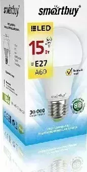 Лампа светодиодная SMARTBUY (SBL-A60-15-60K-E27) A60-15W/6000/E27 (10) Светодиодная лампа