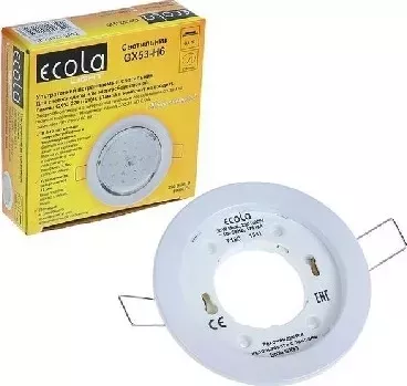 Светильник ECOLA TW5325ECB GX53-H6 металл. плоский белый 101x16 мм светильник
