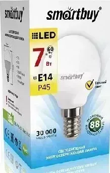 Лампа светодиодная SMARTBUY (SBL-P45-07-30K-E14) P45-07W/3000/E14 (10) Светодиодная лампа