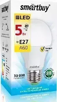 Лампа светодиодная SMARTBUY (SBL-A60-05-30K-E27-A) A60-05W/3000/E27 (10) Светодиодная лампа