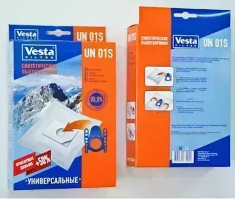 Пылесборники VESTA FILTER UN 01S синтетика комл. 4шт.+2 фильтра