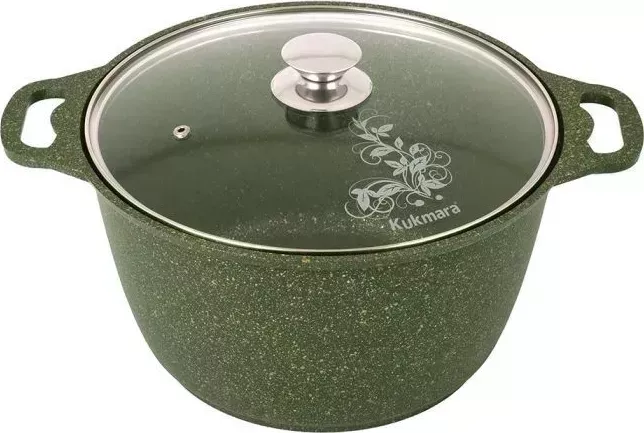Кастрюля КУКМОР к61tsml а/пр литая 6,0л стекл/кр Trendy style malachite