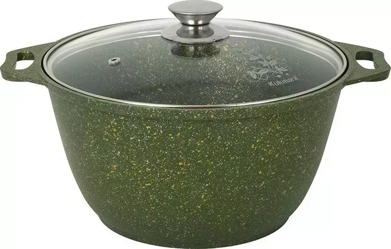 Кастрюля КУКМОР к41tsml а/пр литая 4,0л стекл/кр Trendy style malachite