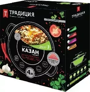 Казан ТРАДИЦИЯ ТГ0283 а/пр литой 28см 4,0л стекл/кр Гранит