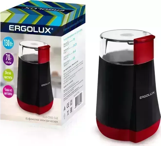 Кофемолка ERGOLUX ELX-CG02-С43 черно-красная