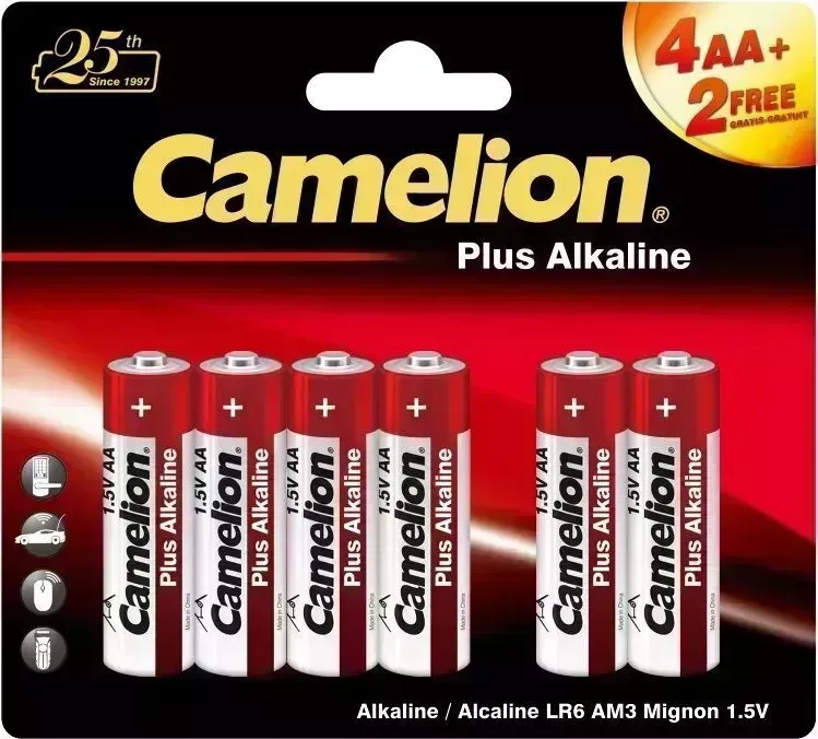 Батарейки CAMELION (14113) LR6 PLUS ALKALINE 4+2 (4+2LR6-BP, батарейка,1.5В)