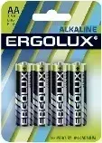 Батарейки ERGOLUX (11748) LR6 Alkaline BL-4 (LR6 BL-4, батарейка,1.5В)