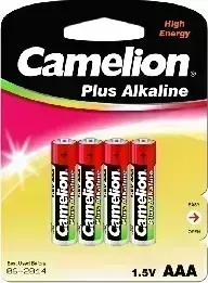 Батарейки CAMELION (7369) LR03 Plus Alkaline BL-4 (LR03-BP4, батарейка,1.5В)