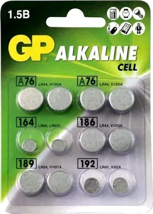 Батарейки GP (03153) ACM01-CR12 Набор батареек (LR41/LR43/LR44/LR54/LR60)
