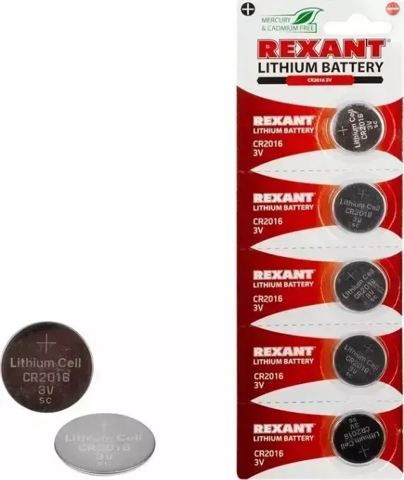 Батарейки REXANT (30-1106) CR2016 - 5 шт/блис