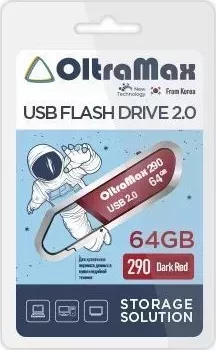 Флеш-накопитель OLTRAMAX OM-64GB-290-Dark Red USB флэш-накопитель