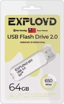 Флеш-накопитель EXPLOYD EX-64GB-650-White USB флэш-накопитель