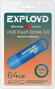 Флеш-накопитель EXPLOYD EX-64GB-600-Blue 3.0 USB флэш-накопитель USB