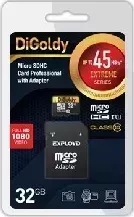Карта памяти DIGOLDY MicroSDXC 32GB Class10 + адаптер SD (45MB/s)