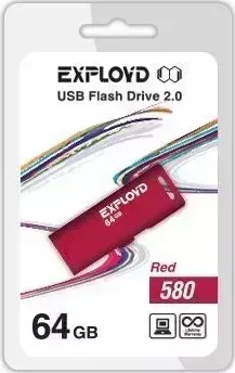 Флеш-накопитель EXPLOYD 64GB-580-красный USB флэш-накопитель