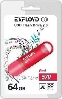 Флеш-накопитель EXPLOYD 64GB-570-красный USB флэш-накопитель