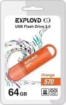 Флеш-накопитель EXPLOYD 64GB-570-оранжевый USB флэш-накопитель