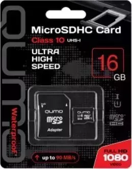 Карта памяти QUMO (18741) MicroSDHC 16GB - UHS-1 Сlass 10 - 3.0 - с адаптером