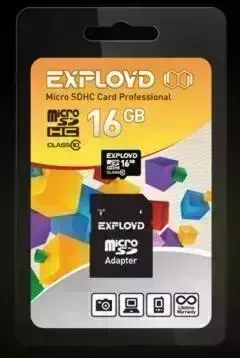 Карта памяти EXPLOYD MicroSDHC 16GB Class10 + адаптер SD